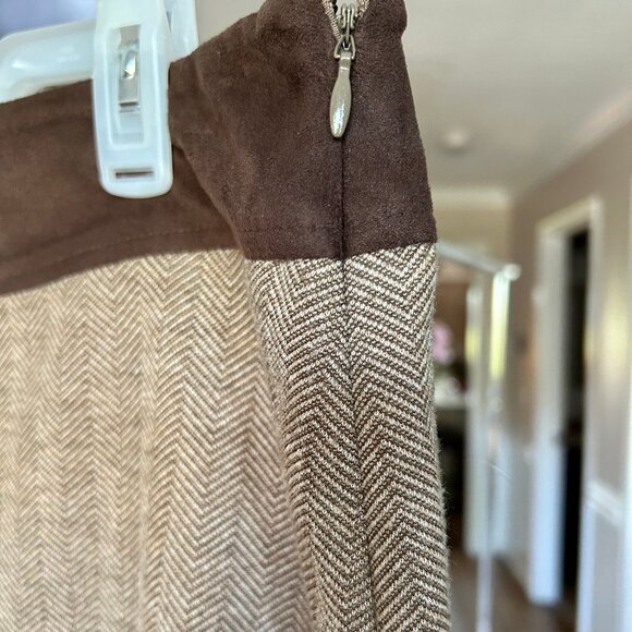 Issac Mizrahi for Target Brown / Tan Herringbone Knit Pencil Skirt Womens Sz 14 - Picture 5 of 8